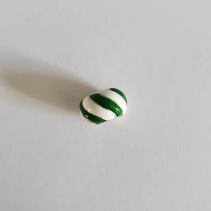 Silver Christmas charm bead green white candycane